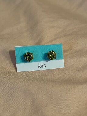 August Birthstone Peridot Stud Earrings